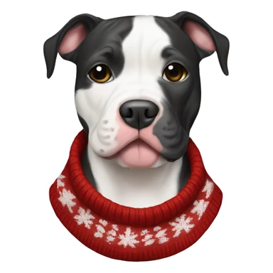 Black and white pitbull with Christmas sweater sticker