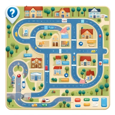 Game board named Journey of Type 1 diabetes and Aging.  Landing spots for hospital, a house, senior residential, advocacy, physical changes, coping skills, knowledge. Subtext: Aging with Type 1 Diabetes, large enough to read for seniors  sticker