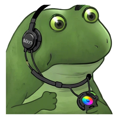 wearing an RGB gaming headset, wearing a shirt sticker