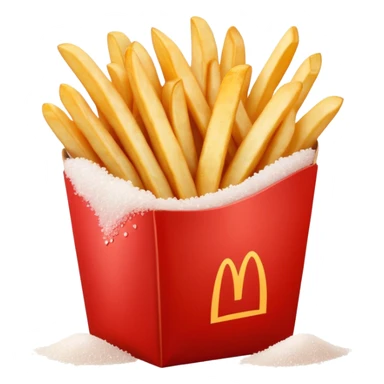 Cinematic crispy golden French fries, piled high, sprinkled with salt, served in a red carton, warm and inviting, rich golden hues, perfectly crunchy and delicious. sticker