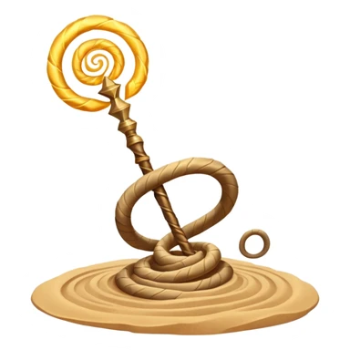 desert sand mage staff object icon, ancient staff with serpent coils around it, glowing golden sand gem on top, swirling sand aura, fantasy desert weapon, 3D cartoon, mobile game icon style, centered, clean background, no text, no watermark
 sticker