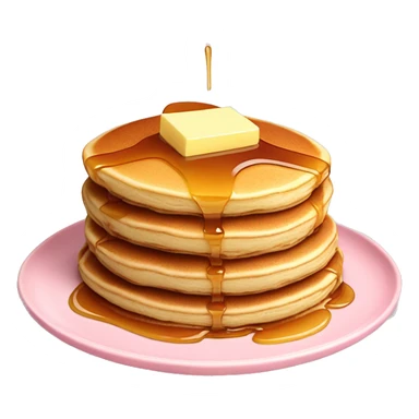 Stack of pancakes with butter and syrup on a light pastel pink plate  sticker