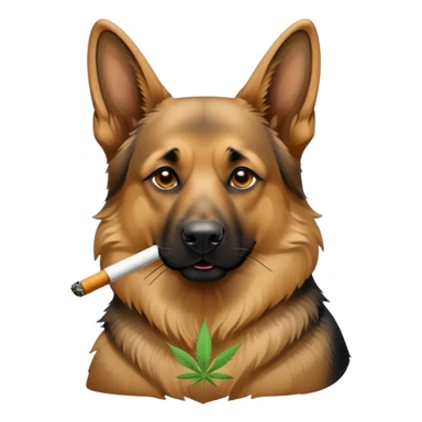German Shepard smoking a weed joint sticker