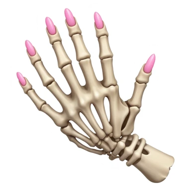 skeleton hand with long pink nails, thick finger bones, 5 fingers sticker