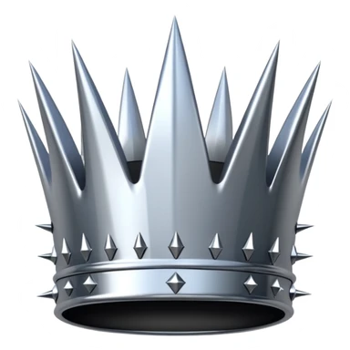 A spiked crown emoji made of silver chrome, sharp yet rounded metallic spikes, glossy reflections, aggressive luxury swag aesthetic, iOS emoji style, centered, clean white background sticker