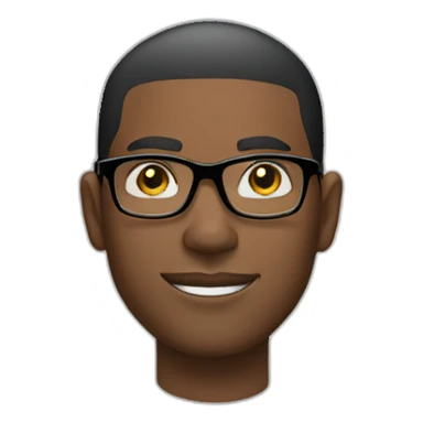 young black advertising man wearing prescription glasses with black frames, short beard and shaved hair. sticker