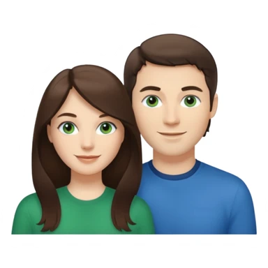 “A Polaroid-style photo of a couple with a heart of a white woman with long brunette hair and blue eyes, and a white man with short brunette hair and green eyes.” sticker