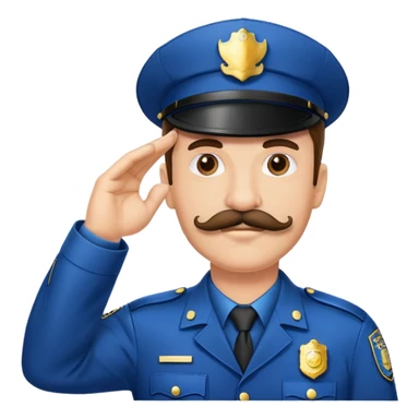 Guy with cop stache saluting  sticker