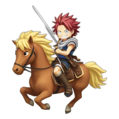 natsu from fairy tail anime riding a horse sticker