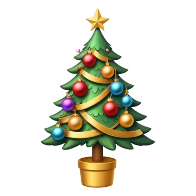 Christmas tree cute golden sticker
