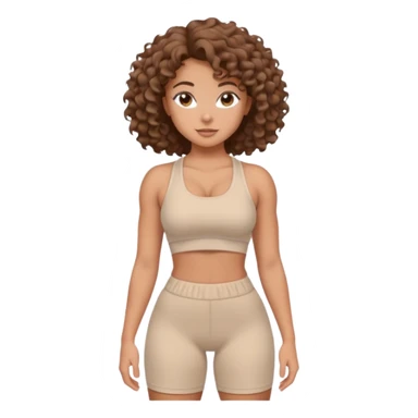 Create dream body girl with big glute and small waist and curly hair with pastel beige gym clothes  sticker