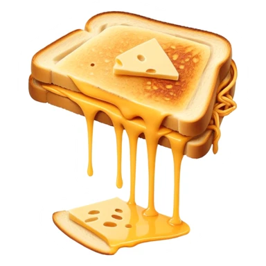 Half-eaten kaas tosti with cheese strings stretching sticker