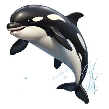 Meme-Worthy Breaching orca Portrait Emoji, Bursting powerfully out of the ocean with an impressive, high-energy leap, showcasing a sleek black-and-white body glistening with water droplets and dynamic, arched posture, Simplified yet exhilaratingly expressive features, highly detailed, glowing with a vibrant marine energy, high shine, bold and full of life, stylized with an air of untamed ocean spirit, soft glowing outline, capturing the essence of an orca mid-breach, radiating pure, unstoppable aquatic power! sticker