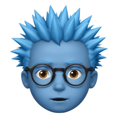 blue spiky haired kid with glasses sticker