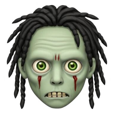 Zombie with black dreads with chinky eyes and a 3rd eye  on right cheek sticker