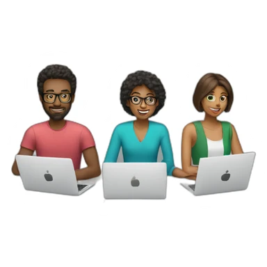 3 designers with laptops sticker