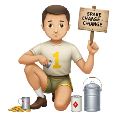 Volodymyr Zelenskyy on his knees with a tin cup and sign begging for “spare change”  sticker