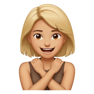 Girl putting her hands crossed on her neck laughing but kinda angry sticker