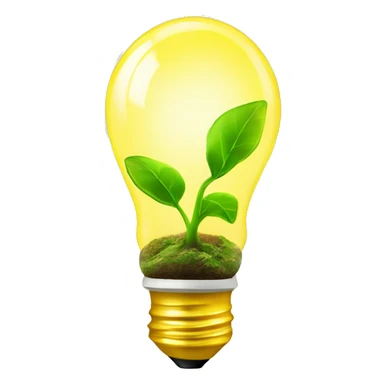 a plant sprout inside a yellow glowing idea lightbulb sticker