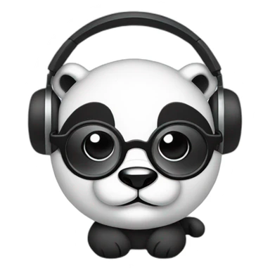 geek panda with headphone and circular glasses sticker