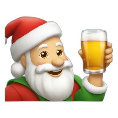 Père Noël qui offre un verre de bière à un enfant comme cadeau sticker