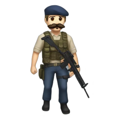 French Counter-Strike character with beret, beard, and baguette in hand, featuring a French mustache style sticker