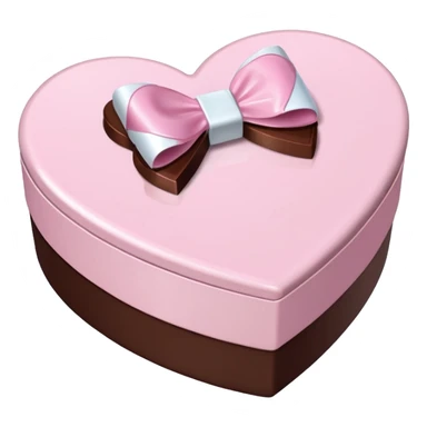 pale pink heart box, pale pink bow, filled with chocolates inside sticker