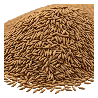 cluster of cumin seeds, slightly scattered, elongated and curved, fine vertical ridges, brown to grayish-brown, natural size and tone variation, dry fibrous look, 3D-rendered, transparent background sticker