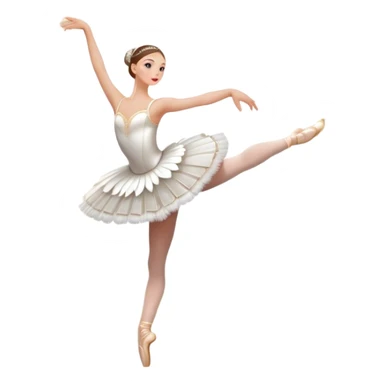 Icon for Ballet: a scene from Swan Lake, with a ballerina in a white tutu performing an elegant pose, surrounded by dramatic stage lighting and swan motifs. The icon should evoke the grandeur of the Bolshoi Theater stage. Transparent background. sticker