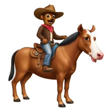Weiner dog riding a horse with a cow boy hat on sticker