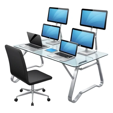 media agency, table with laptops sticker