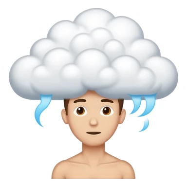 The skinny guy imagines himself getting stronger inside the cloud above his brain. sticker