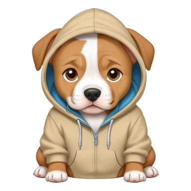 Amstaff puopy wearinf a hoodie sticker