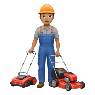Maintenance worker
with lawnmower, full body sticker