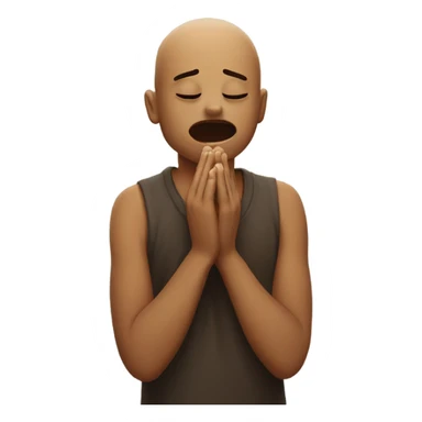Emoji crying with hands praying in front of face sticker