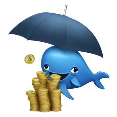 whale with an umbrella raining money sticker