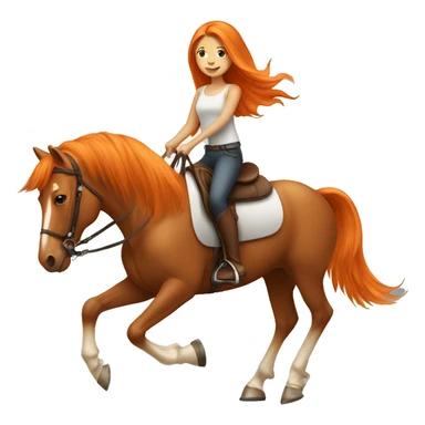 Tan girl with long orange hair riding a horse sticker