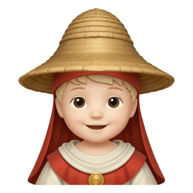 ancient roman baby conical hat, white, half body sticker