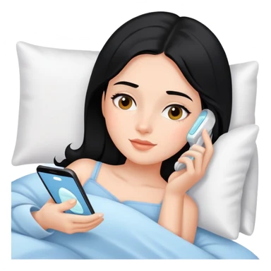 Black hair Girl having skincare on, laying In bed using phone  sticker