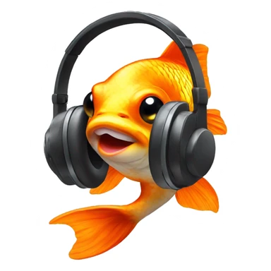 Goldfish wearing headphones  sticker