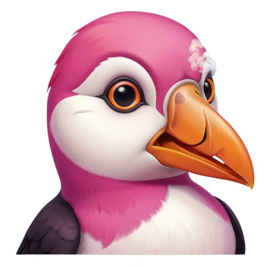 pink puffin angry blow steam nose beak sticker