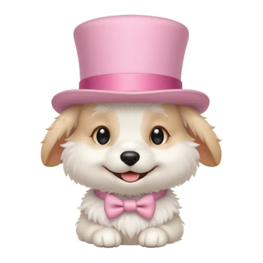 Cute white dog wearing a light pink top hat sticker