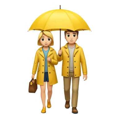 Couple under yellow umbrella, City Rain Scenes sticker