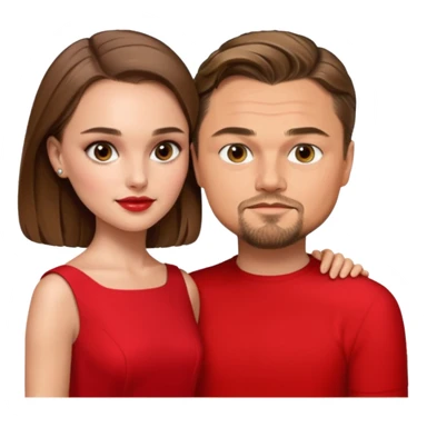 leonardo di caprio and Natalie Portman in a red dress sticker