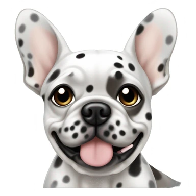 Light gray Merle Frenchie with black spots with a blonde haired blue eyed woman sticker