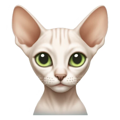 a full-bodied sphinx cat of white-peach color with green-blue eyes (it is blad) sticker