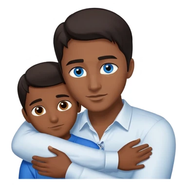 Blaine hair blue eye woman hugging a dark hair brown eye and brown skin man sticker