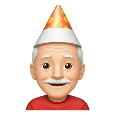 old man with smile, red shirt and birthday cone on his head sticker