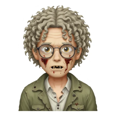 Hombre zombie pelo rizado y gafas sticker