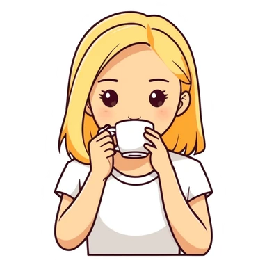 blonde girl drink cup of coffe sticker
